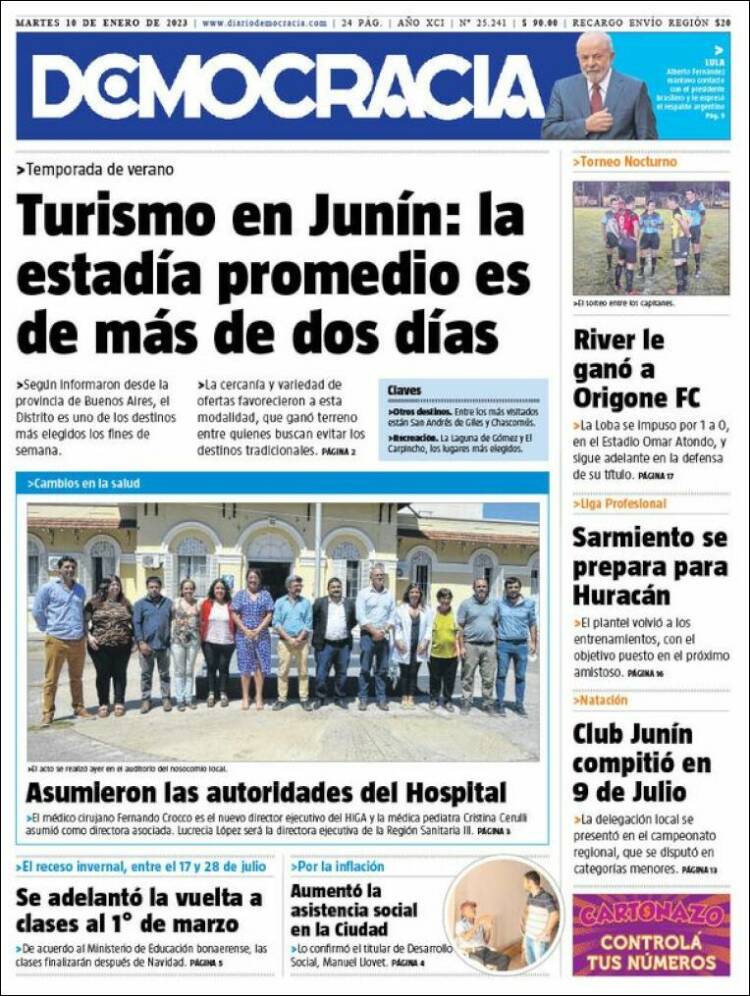 Portada de Diario Democracia (Argentina)