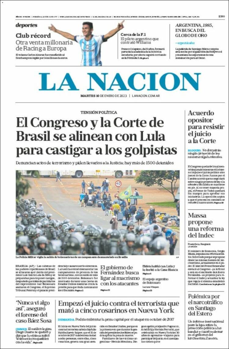 Portada de La Nación (Argentina)