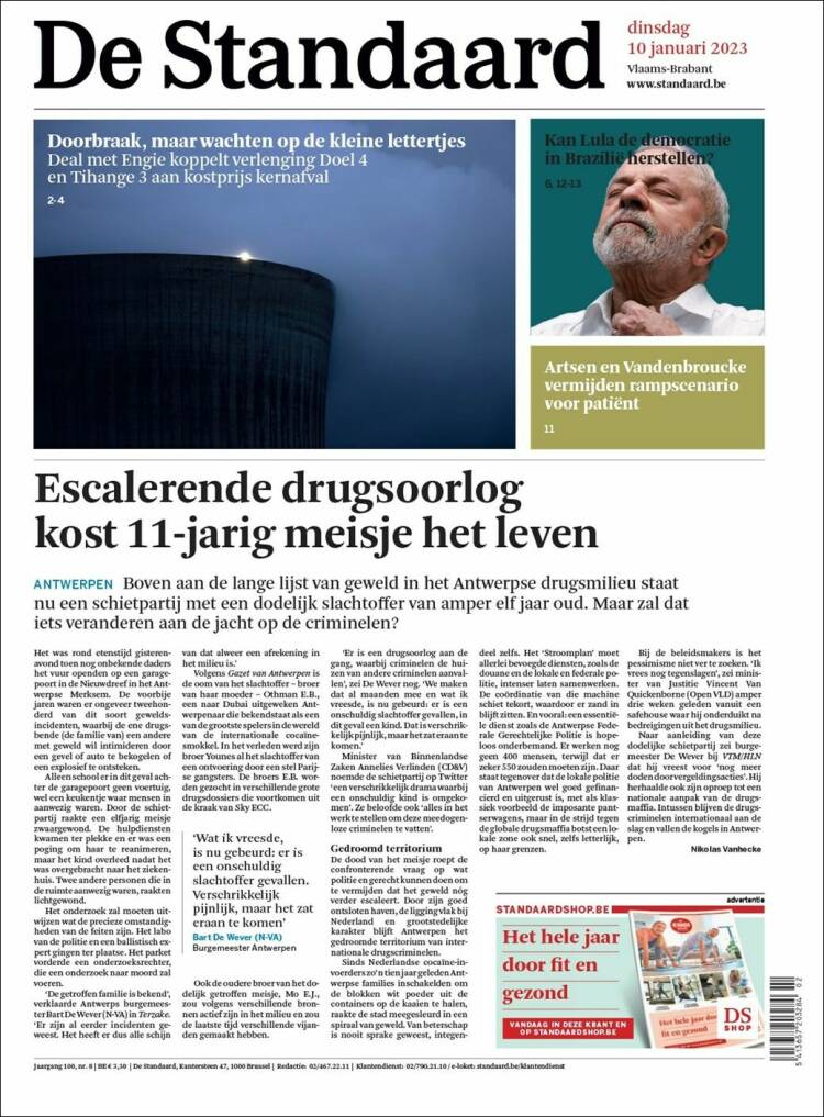 Portada de De Standaard (B&eacute;lgica)