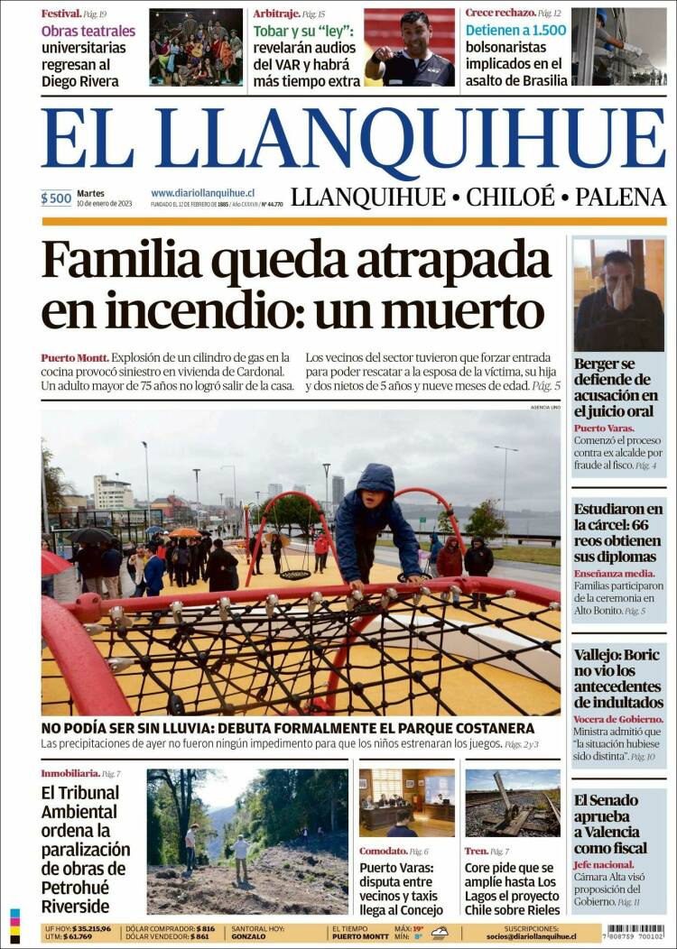 Portada de El Llanquihue (Chile)