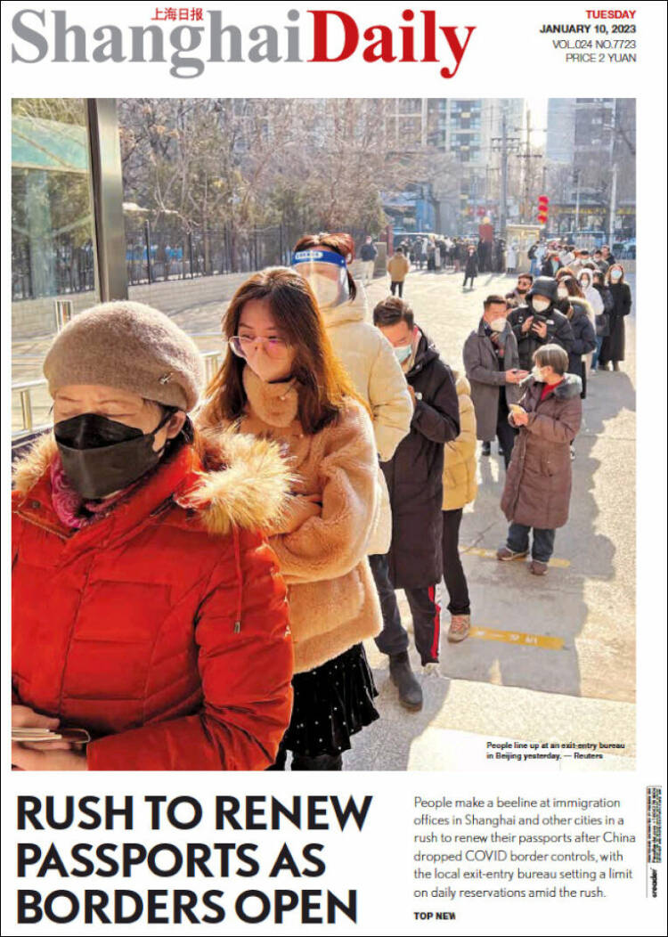 Portada de Shanghai Daily (Chine)