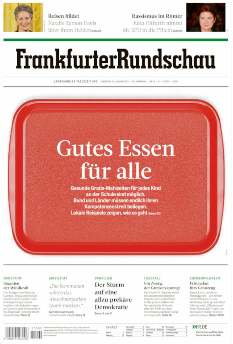 Portada de Frankfurter Rundschau (Alemania)