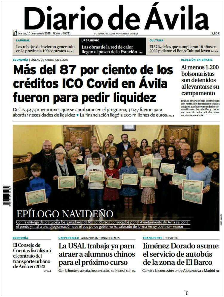 Portada de Diario de Ávila (España)