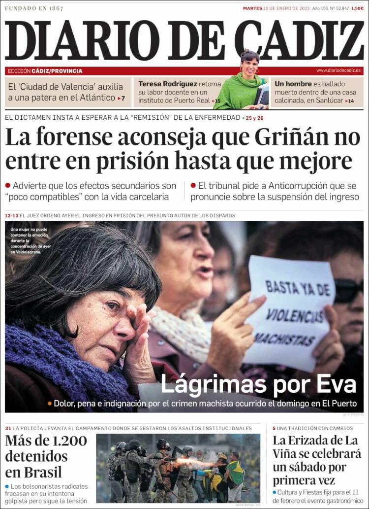 Portada de Diario de Cádiz (España)