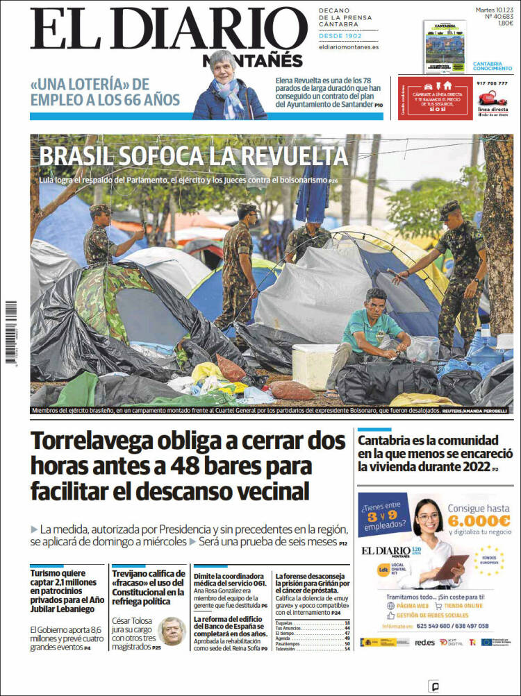 Portada de El Diario Montañés (España)