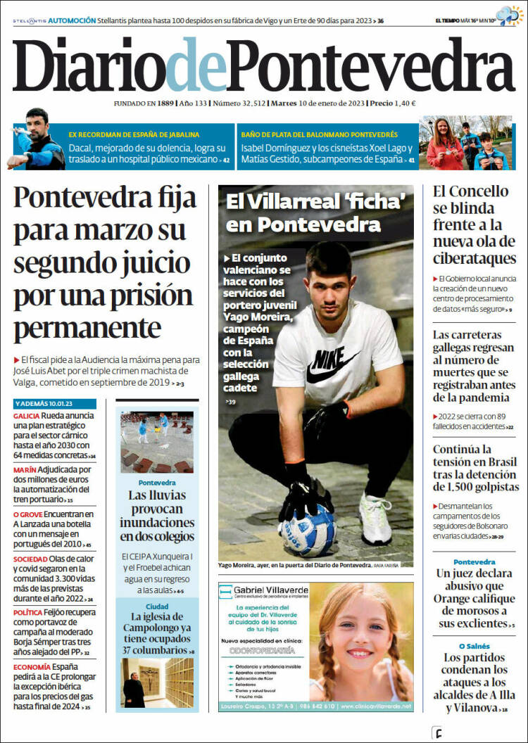 Portada de Diario de Pontevedra (España)