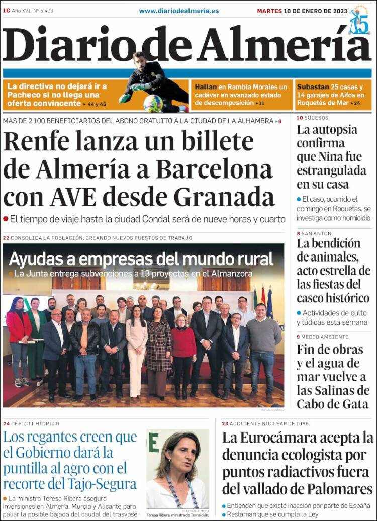 Portada de Diario de Almería (España)