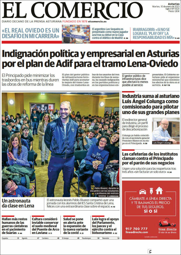 Portada de El Comercio (España)