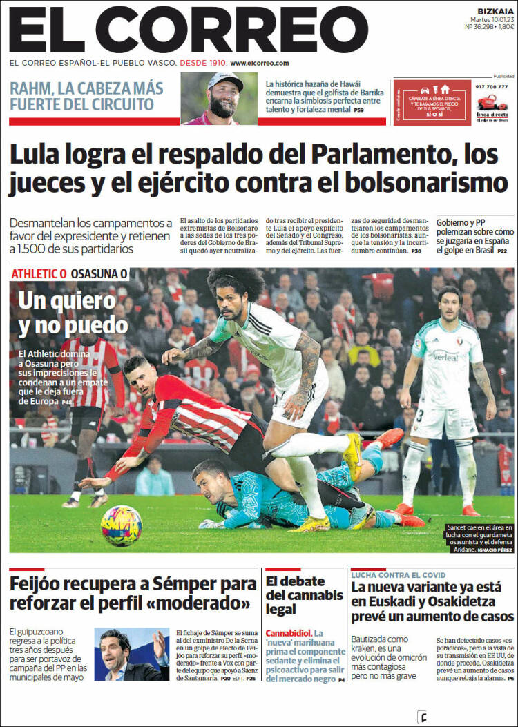 Portada de El Correo (España)