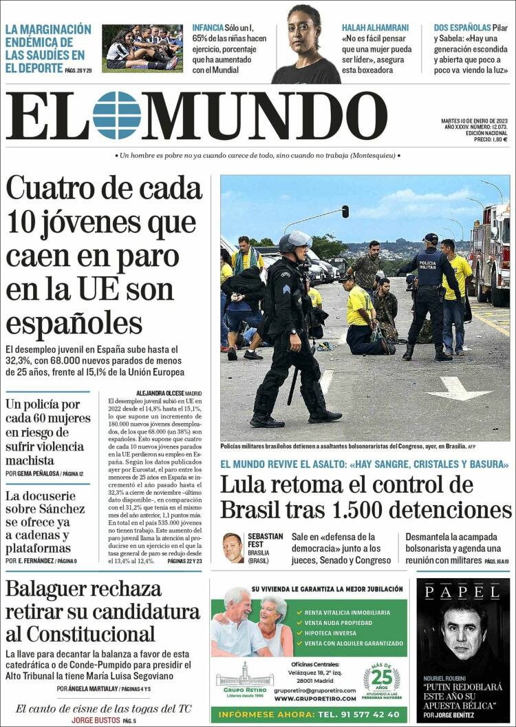 Portada de El Mundo (España)