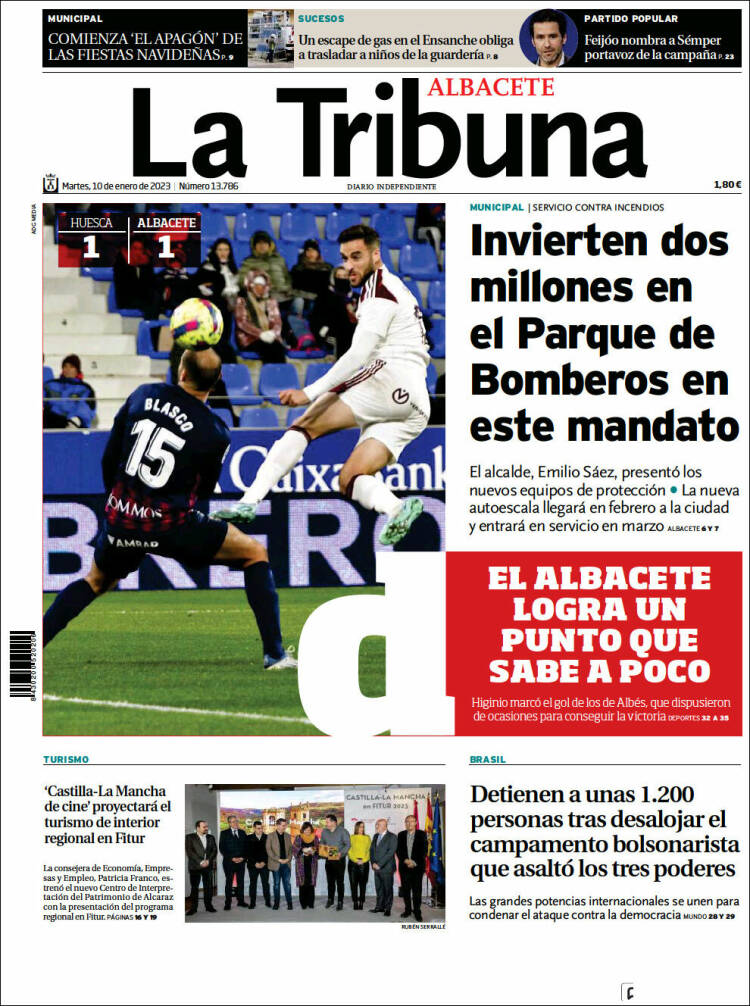 Portada de La Tribuna de Albacete (España)