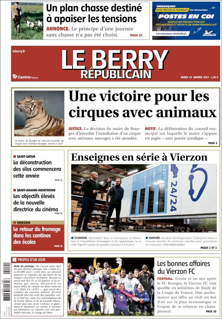 Portada de Berry Republicain (Francia)