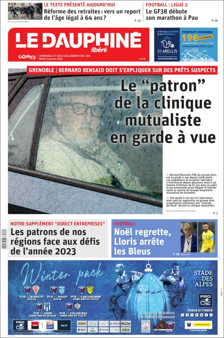 Portada de Le Dauphiné Libéré (Francia)