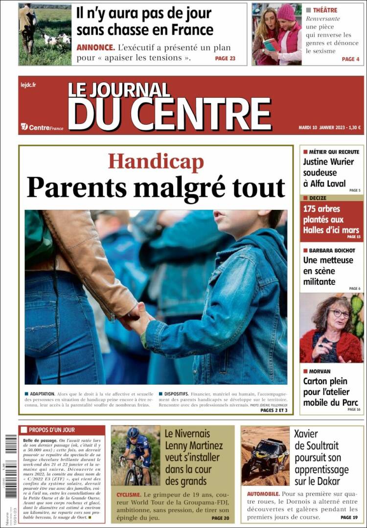 Portada de Le Journal du Centre (Francia)