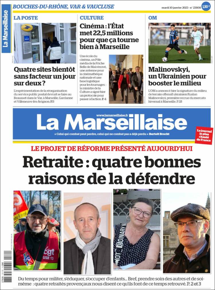 Portada de La Marseillaise (Francia)