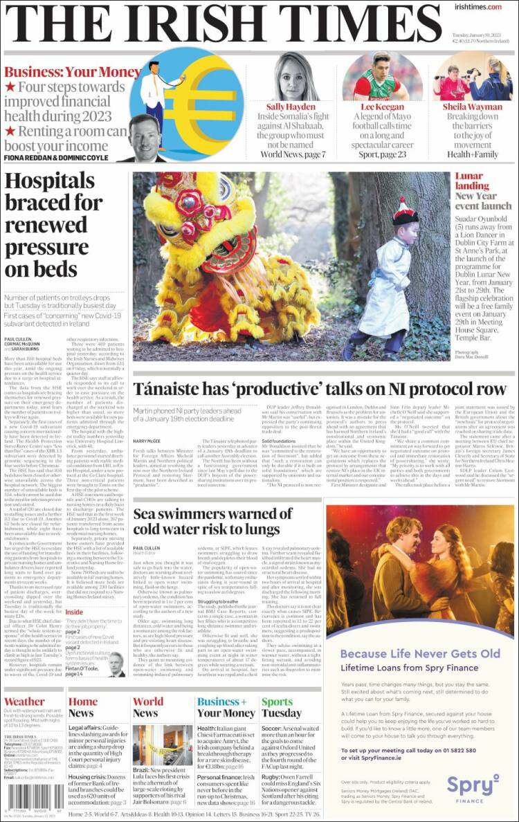 Portada de Irish Times (Irlanda)