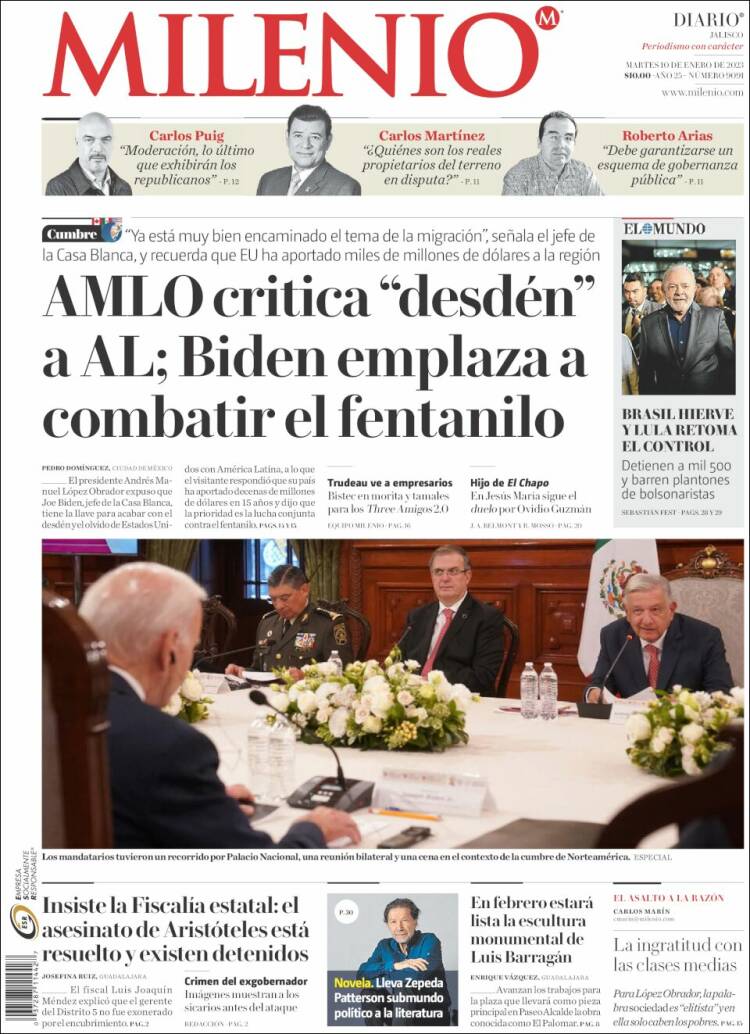 Portada de Milenio - Jalisco (México)