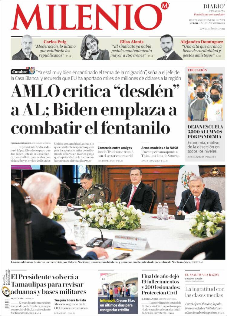 Portada de Milenio - Tamaulipas (México)