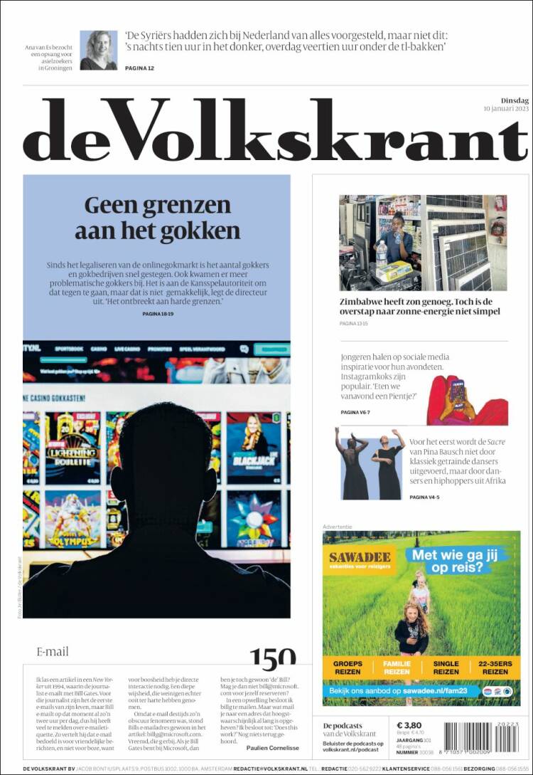 Portada de De Volkskrant (Pa&iacute;ses Bajos)