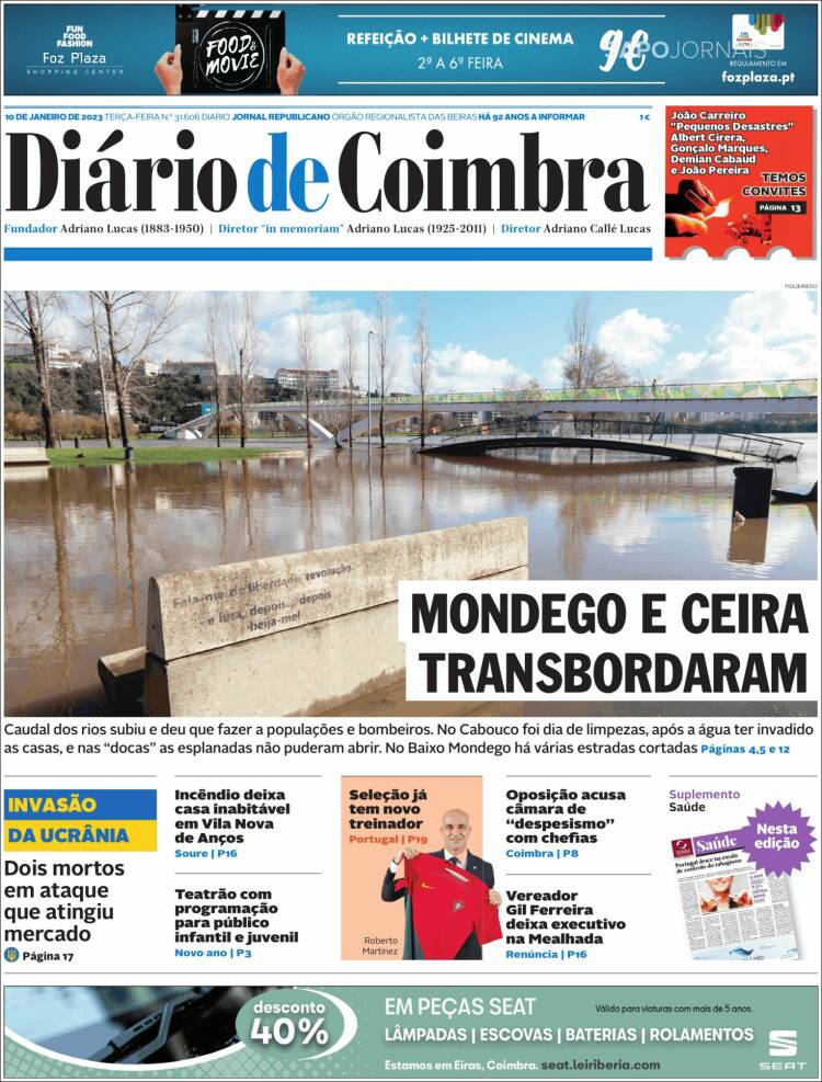 Portada de Diário de Coimbra (Portugal)