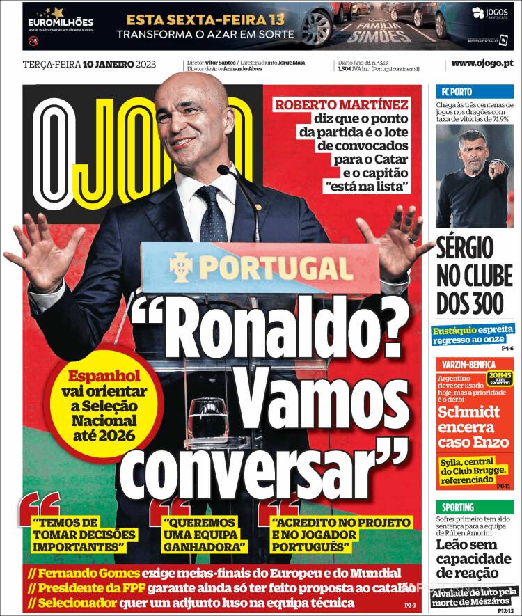 Portada de O Jogo (Portugal)