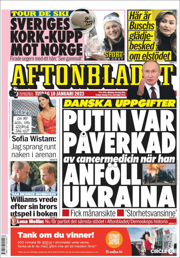 Portada de Aftonbladet (Suecia)
