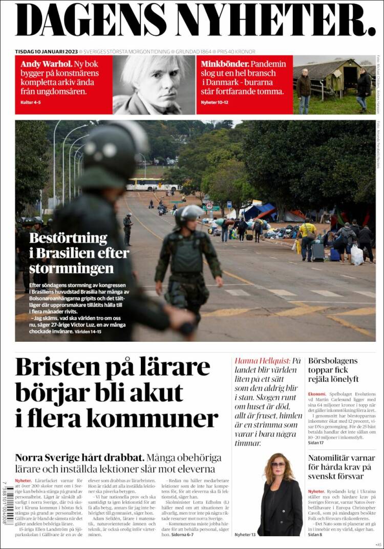 Portada de Dagens Nyheter (Suecia)