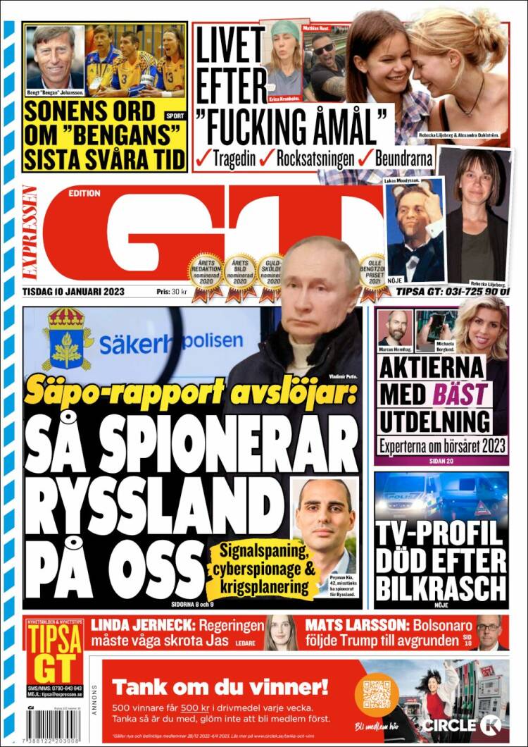 Portada de Göteborgstidningen (Suecia)