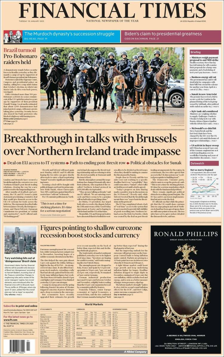 Portada de Financial Times (Reino Unido)