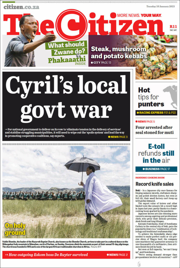 Portada de The Citizen (Sud&aacute;frica)