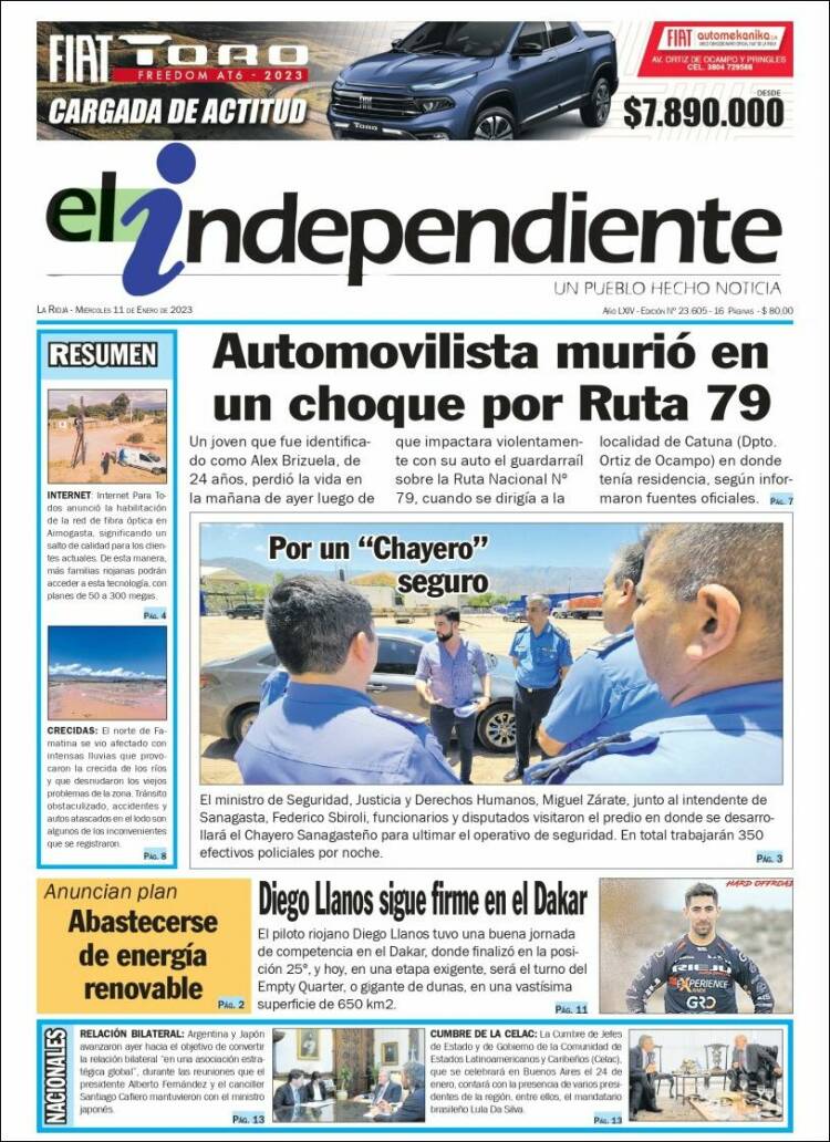 Portada de El Independiente (Argentina)