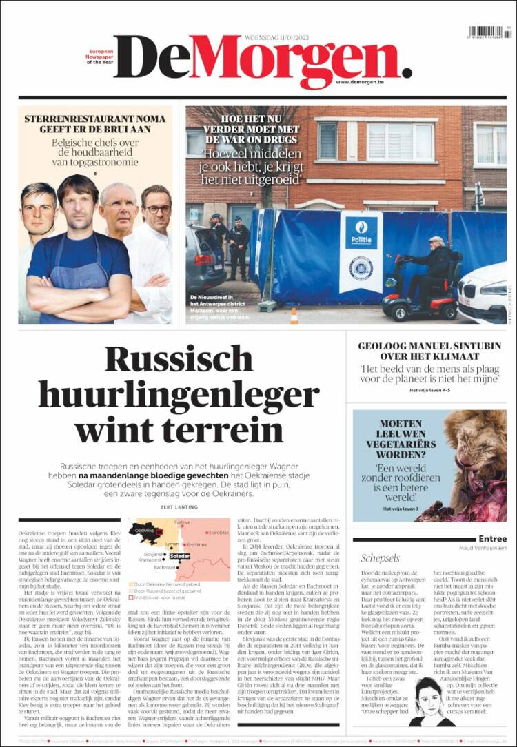 Portada de De Morgen (B&eacute;lgica)