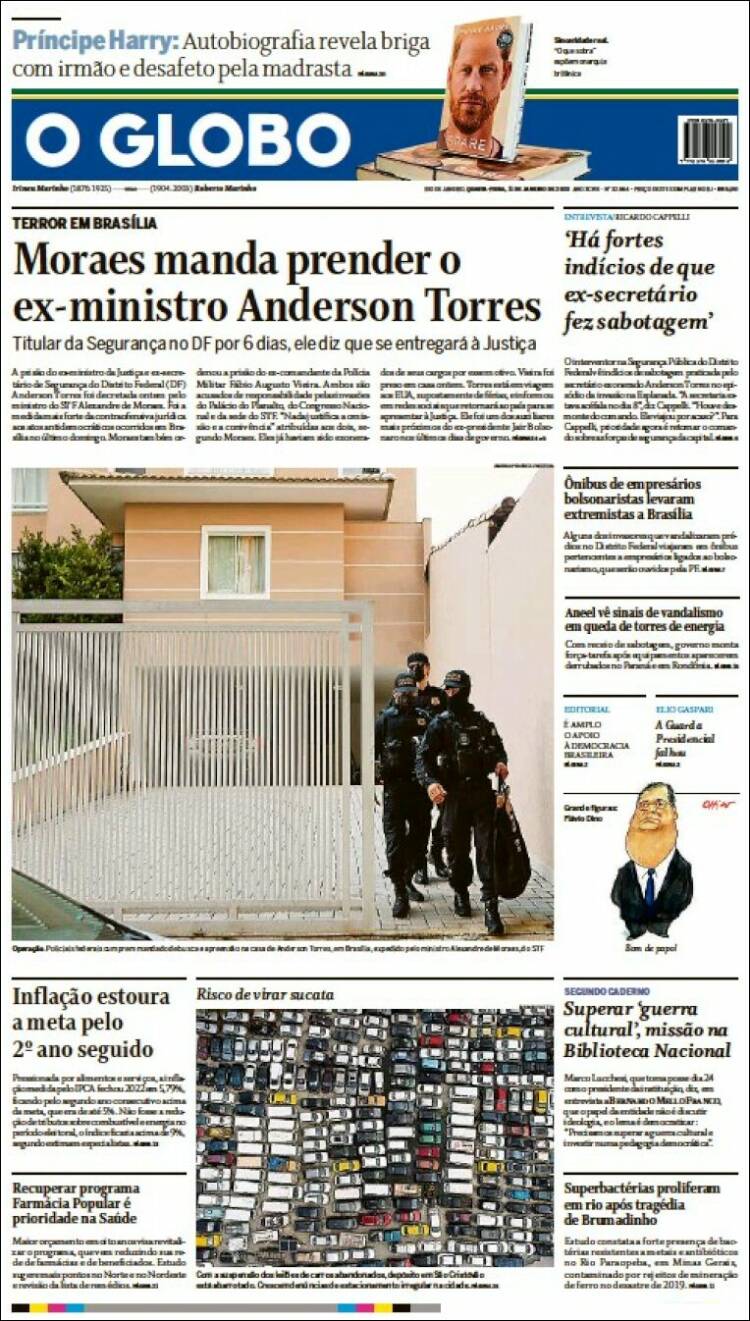 Portada de O Globo (Brasil)