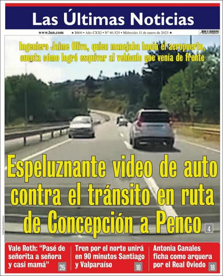 Portada de Las Últimas Noticias (Chile)