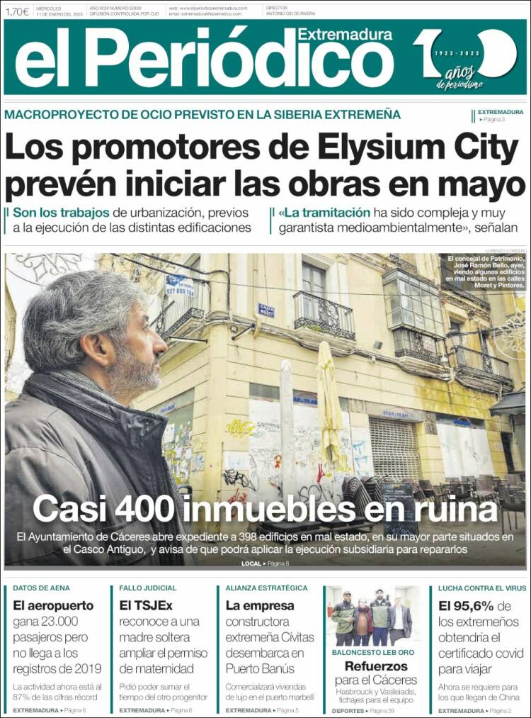 Portada de El Periódico de Extremadura (Espa&ntilde;a)