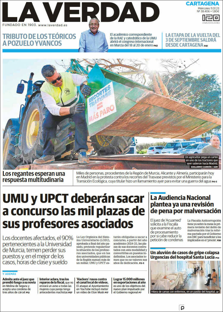 Portada de La Verdad de Cartagena (Espa&ntilde;a)