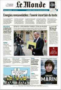 Portada de Le Monde (France)