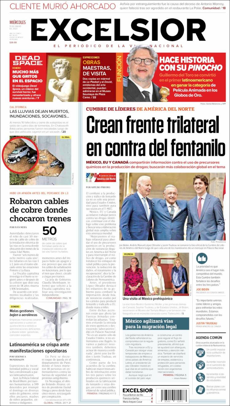 Portada de Excelsior (M&eacute;xico)