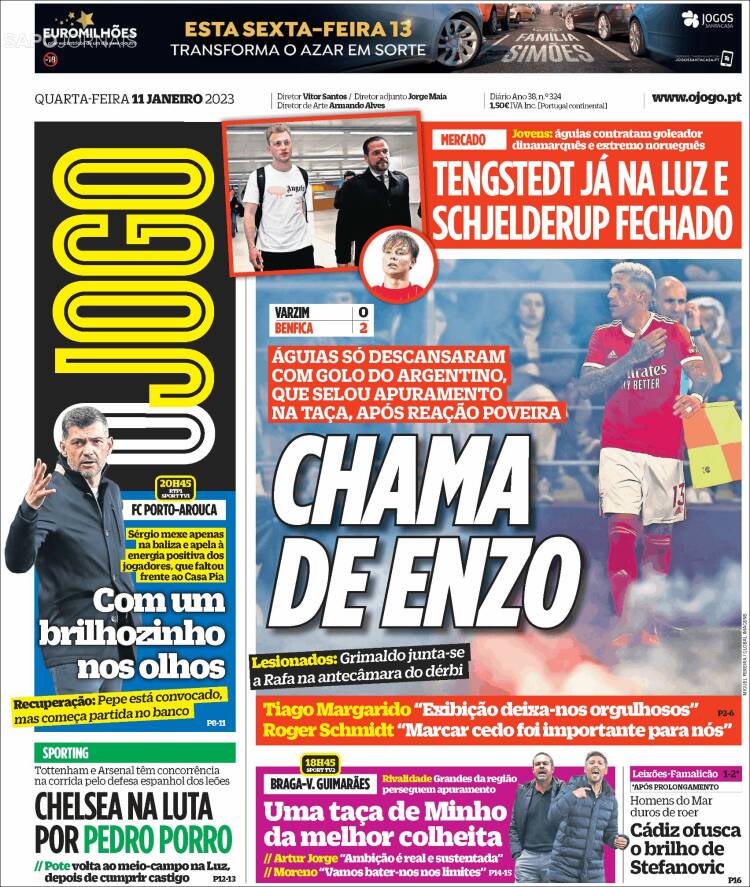 Portada de O Jogo (Portugal)