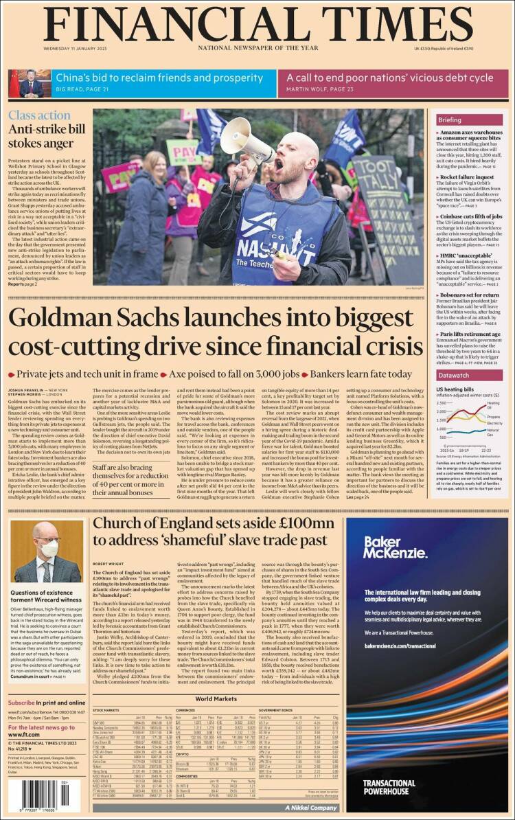 Portada de Financial Times (Reino Unido)