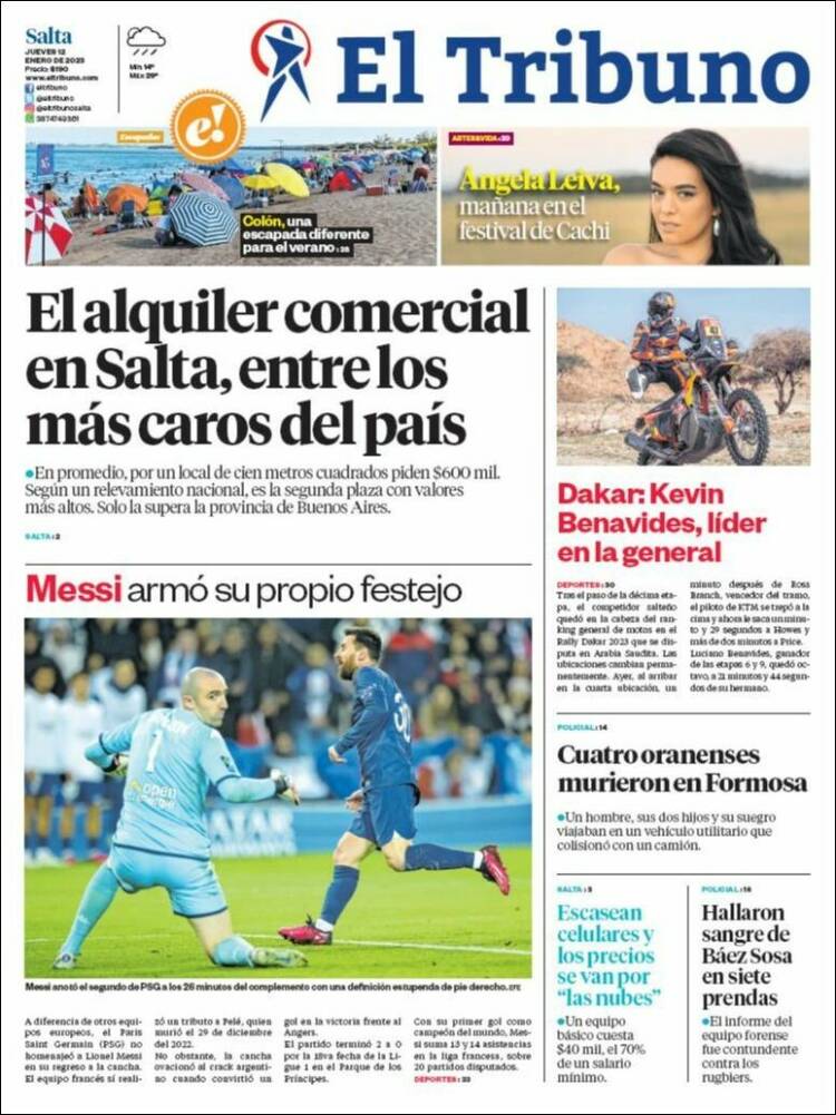 Portada de El Tribuno - Salta (Argentina)