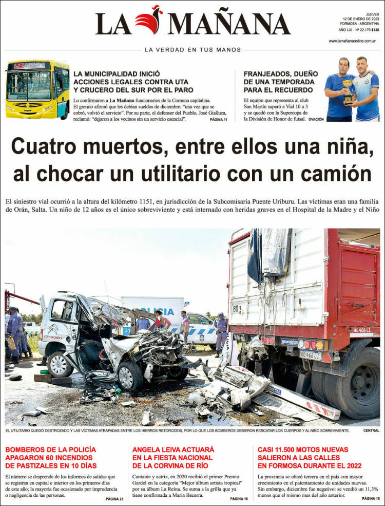 Portada de Diario La Mañana (Argentina)