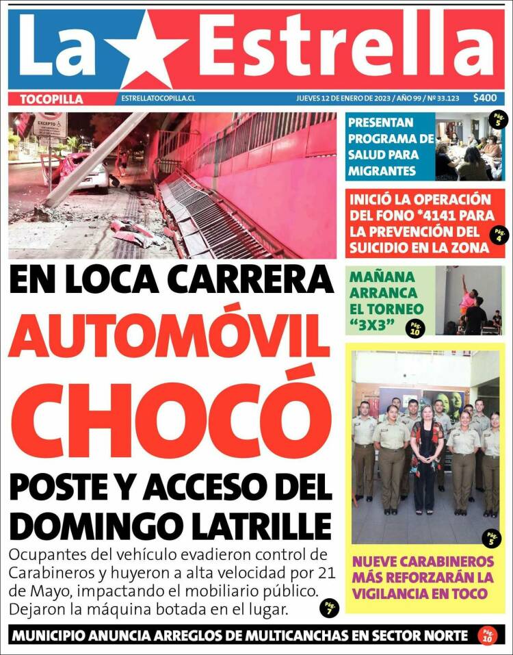 Portada de La Estrella de Tocopilla (Chile)