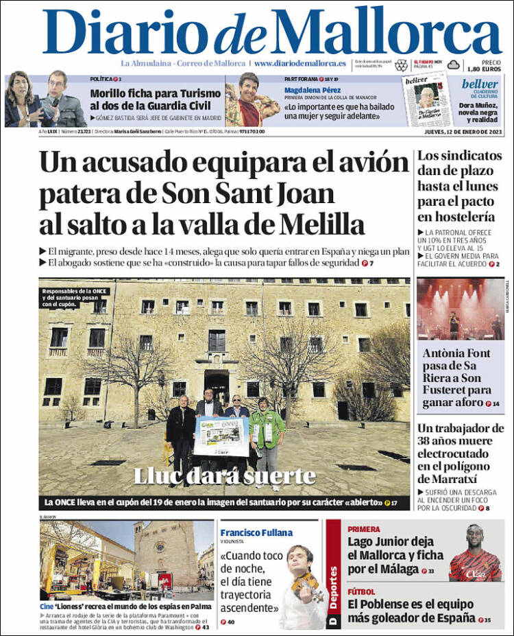 Portada de Diario de Mallorca (España)