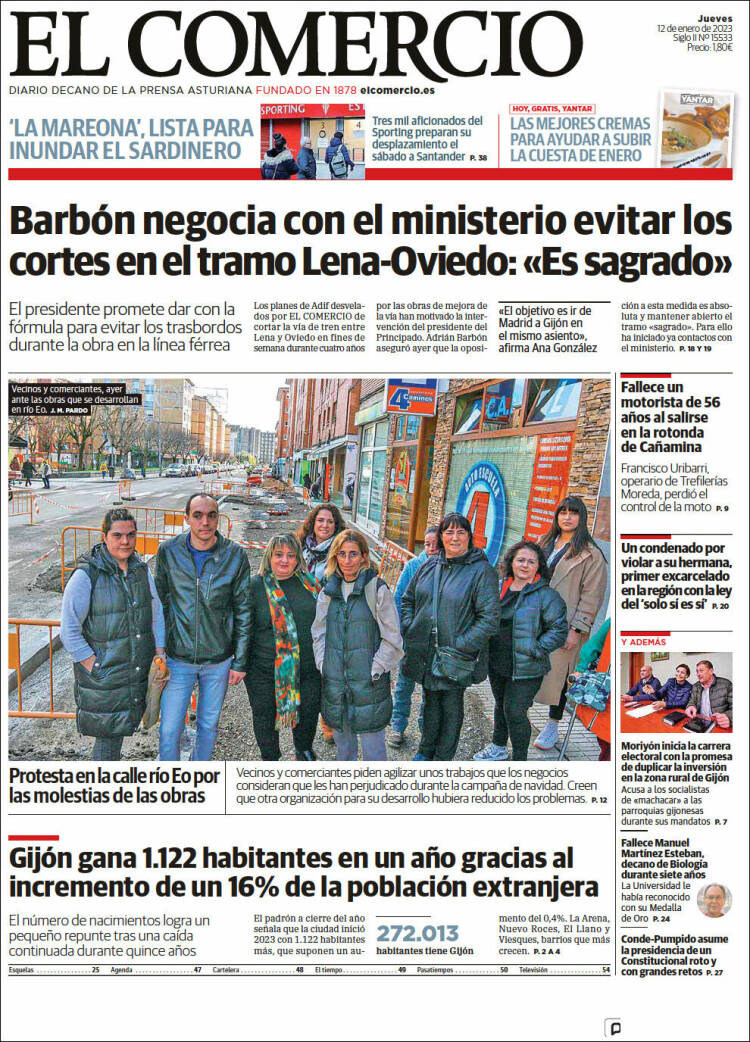 Portada de El Comercio - Gijón (España)