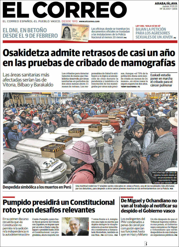 Portada de El Correo - Álava (España)