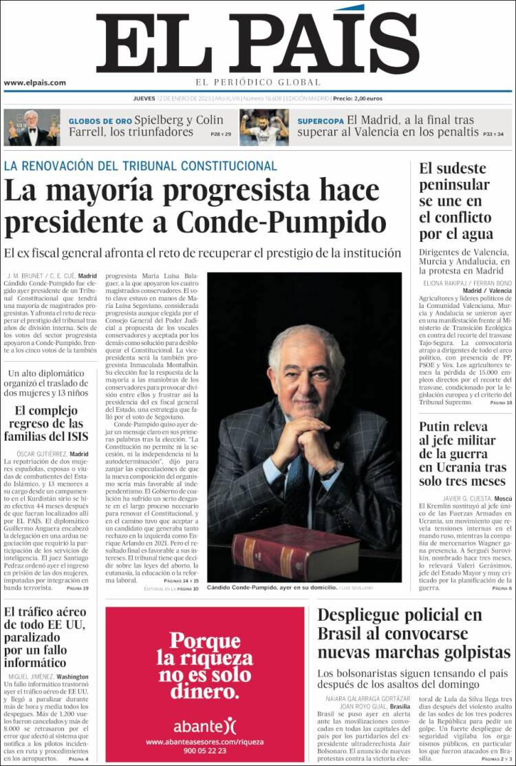 Portada de El País (España)