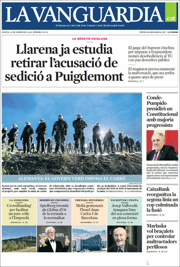 Portada de La Vanguardia (España)