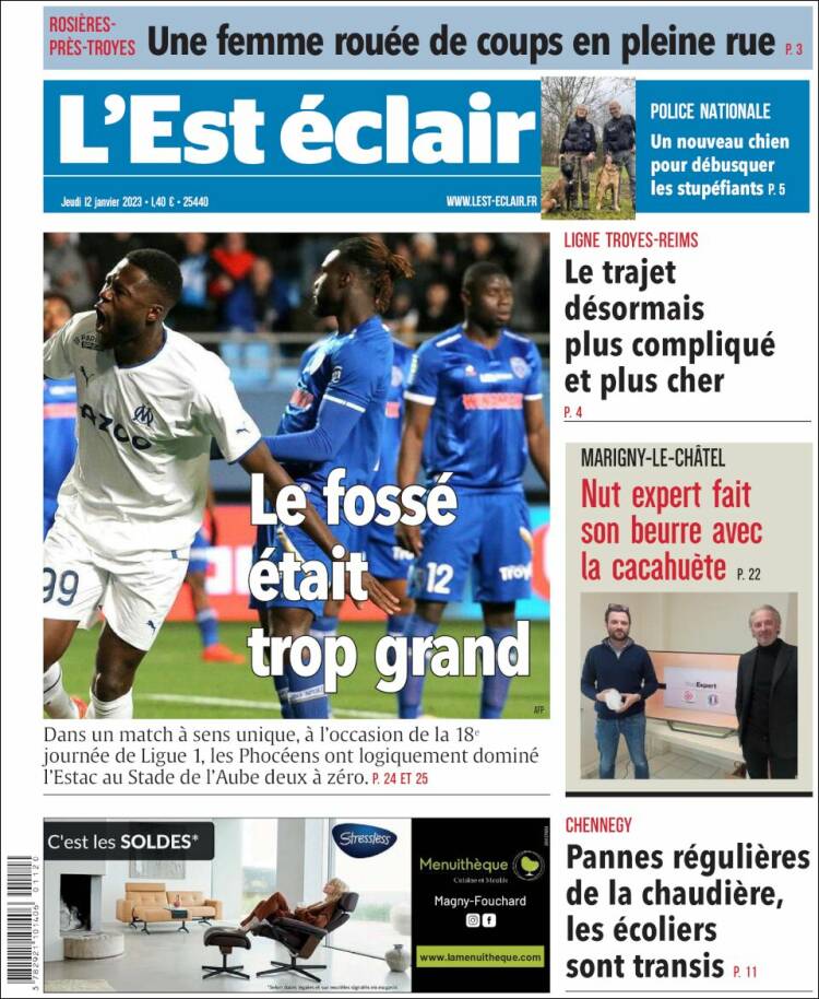 Portada de L'Est Eclair (Francia)