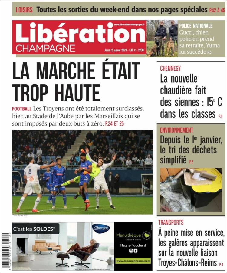 Portada de Libération Champagne (Francia)